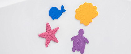 Мини-коврики детские на присосках «Подводный мир» 4 шт