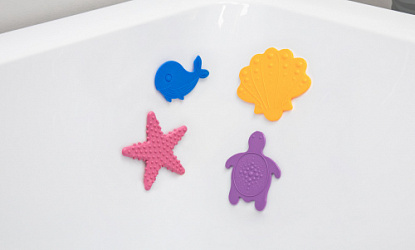 Мини-коврики детские на присосках «Подводный мир» 4 шт